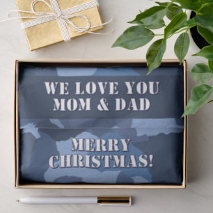 Military Blue Camouflage Custom Frohe Weihnachten Seidenpapier