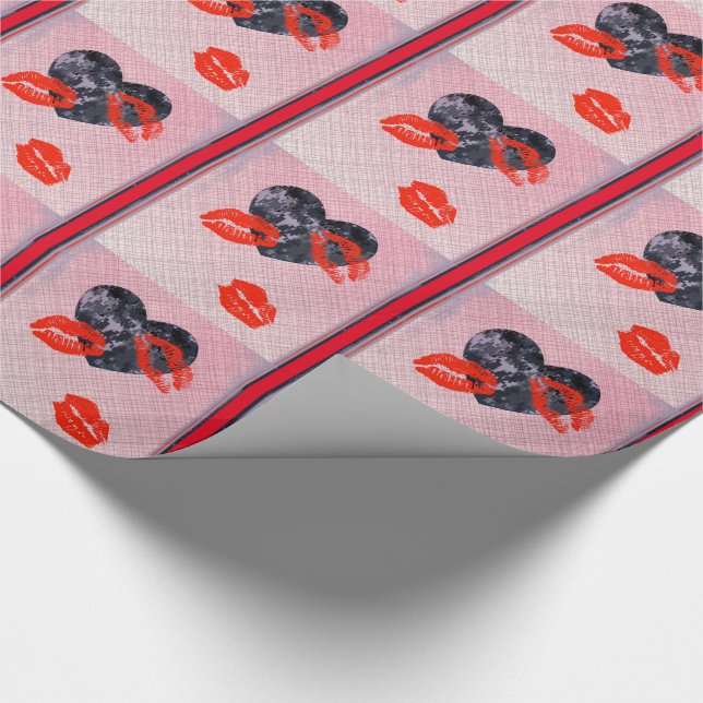 Military Blue Camouflage Hearts Valentine Wrapping Geschenkpapier (Ecke)