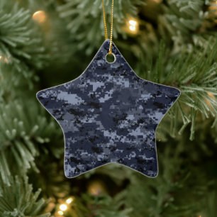 Military Blue Camouflage Porcelain Star Ornament