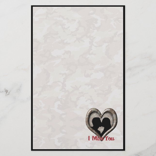 Military Camouflage "Miss You" Briefpapier (Vorderseite)