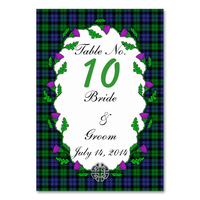 Military Celtic Wedding Tischnummer (Vorderseite)