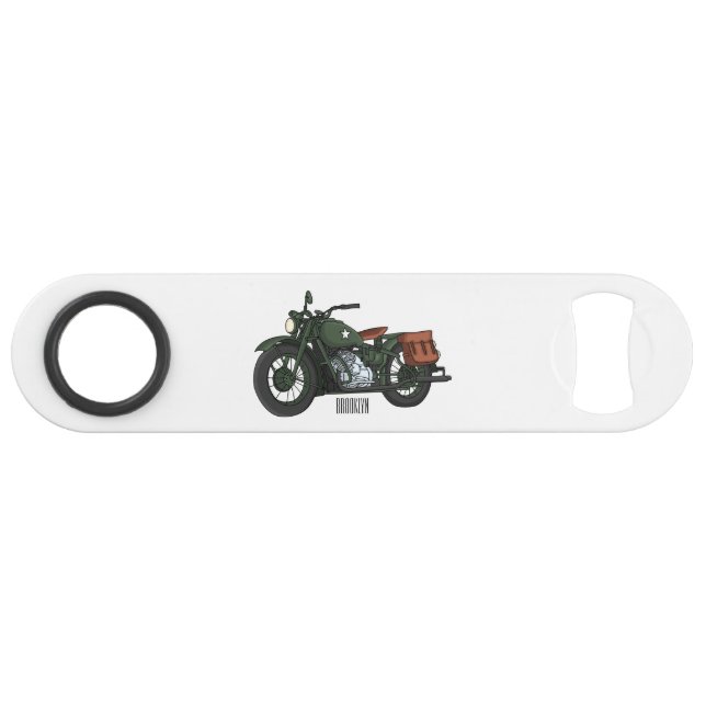 Military cruiser motorcycle cartoon illustration speed flaschenöffner (Vorderseite (Horizontal))