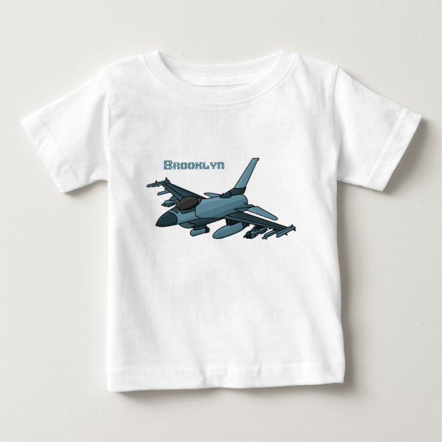 Military Fighter Jet Plane Cartoon Baby T-shirt (Vorderseite)