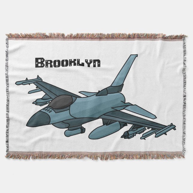 Military Fighter Jet Plane Cartoon Decke (Vorderseite)