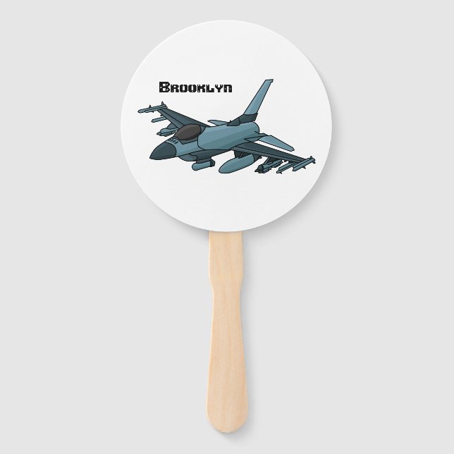 Military Fighter Jet Plane Cartoon Fächer (Vorderseite)