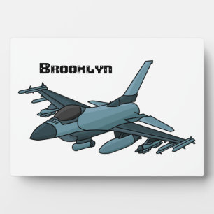 Military Fighter Jet Plane Cartoon Fotoplatte