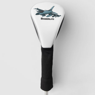 Military Fighter Jet Plane Cartoon Golf Headcover