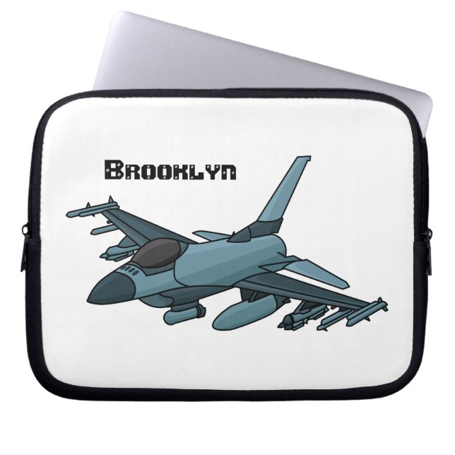 Military Fighter Jet Plane Cartoon Laptopschutzhülle (Vorderseite)
