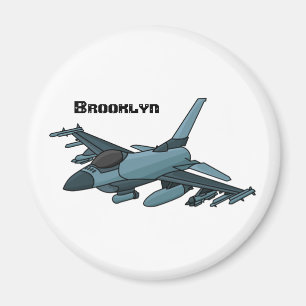 Military Fighter Jet Plane Cartoon Magnet