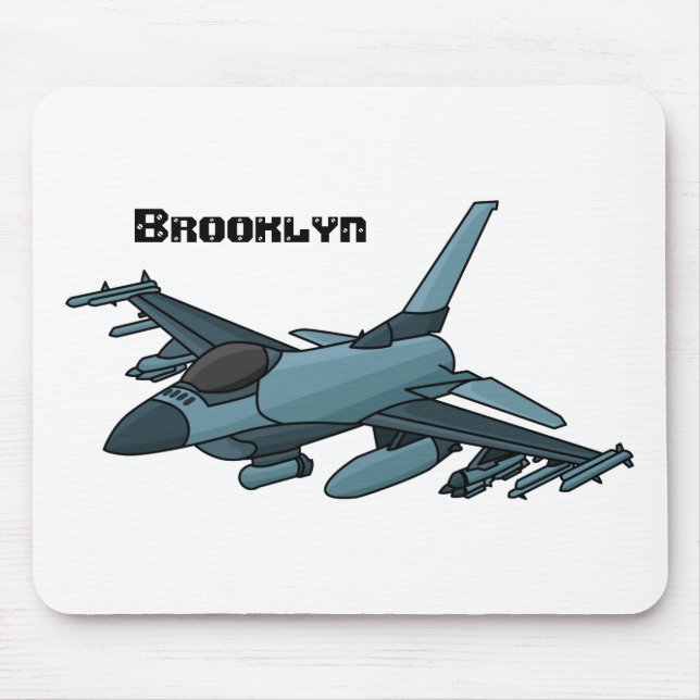 Military Fighter Jet Plane Cartoon Mousepad (Vorne)