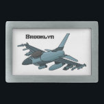 Military Fighter Jet Plane Cartoon Rechteckige Gürtelschnalle<br><div class="desc">Für Kämpfer-Flugzeug-Fans. Dieses Design zeichnet sich durch einen Militärjet im Stil der Cartoon-Illustration aus.</div>