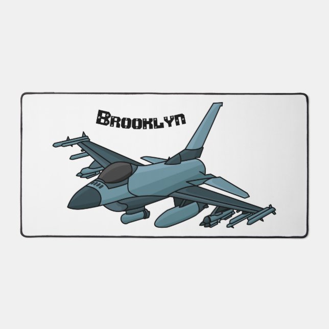 Military Fighter Jet Plane Cartoon Schreibtischunterlage (Vorderseite)