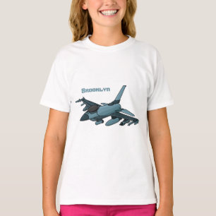 Military Fighter Jet Plane Cartoon T-Shirt