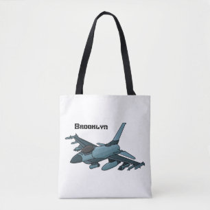 Military Fighter Jet Plane Cartoon Tasche