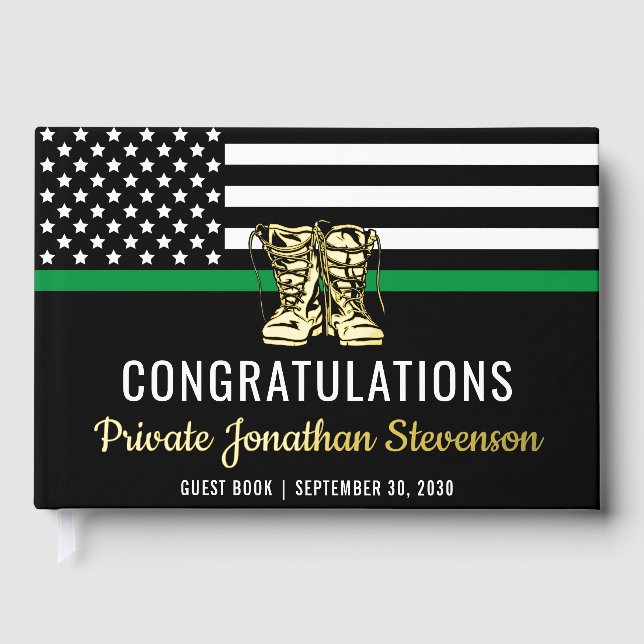 Military Graduation Thin Green Line Flag Army Gästebuch (Vorderseite)