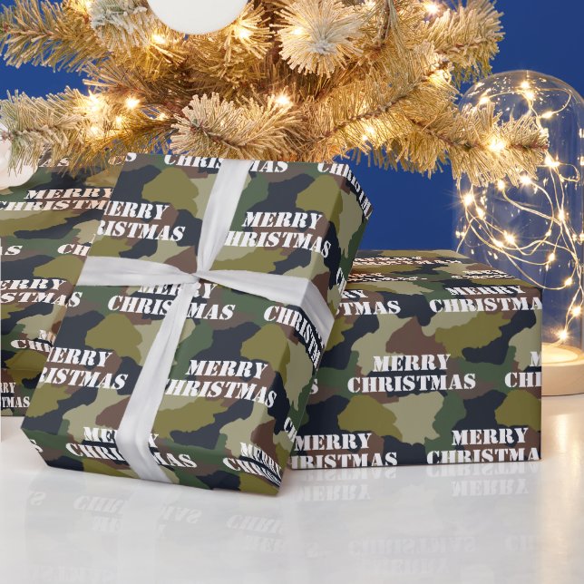 Military Green Brown Camouflage Frohe Weihnachten Geschenkpapier (Feiertage)