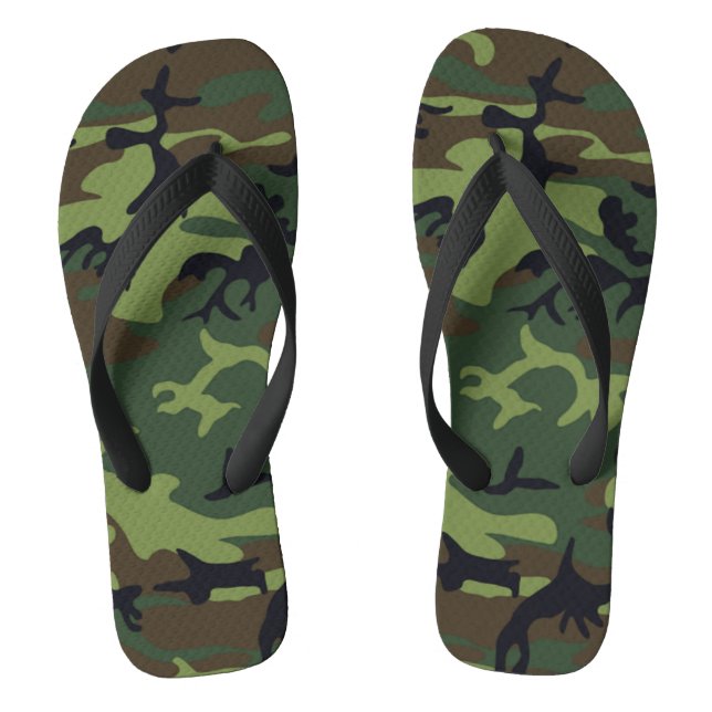 Military Green Camouflage Muster Erwachsene Flip F Flops (Fußbett)