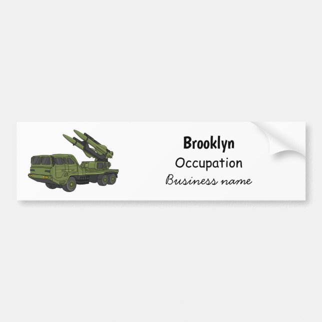 Military missile truck cartoon illustration autoaufkleber (Vorne)
