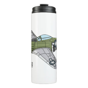Military plane cartoon illustration thermosbecher