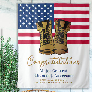 Military Retirement Army Boots USA American Flag Wandteppich