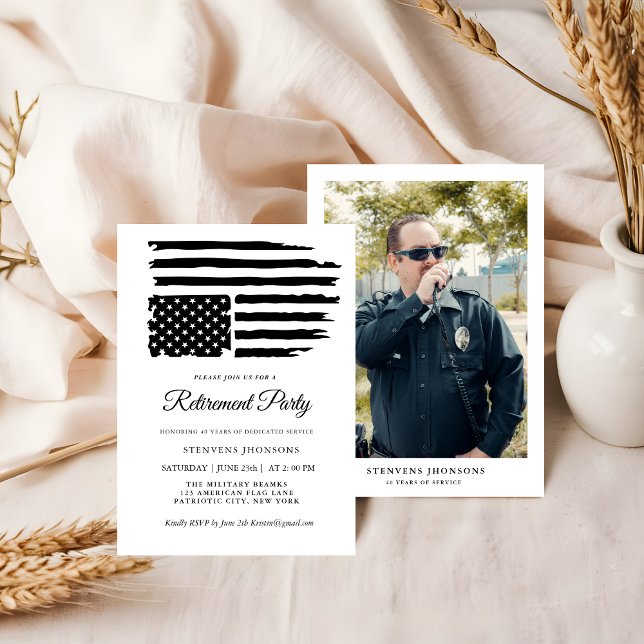 Military Retirement Custom Photo American Flag Einladung (Von Creator hochgeladen)