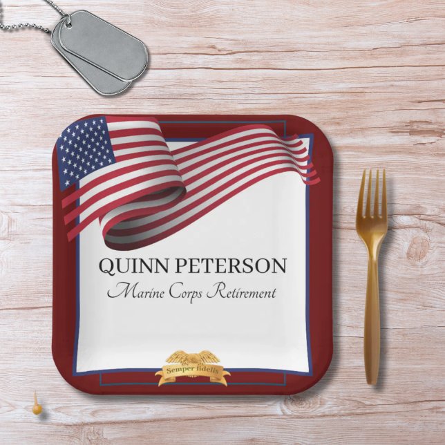 Military Retirement Flag Gold Crest Pappteller (Von Creator hochgeladen)