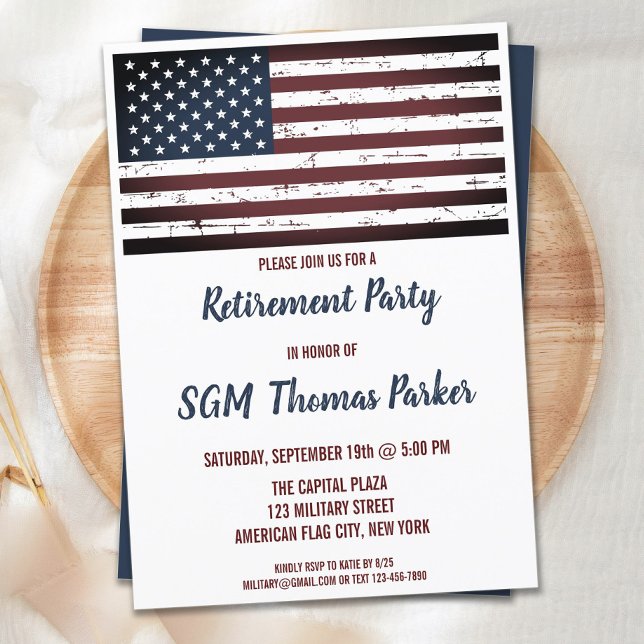 Military Retirement Party American Flag Invitation (Créateur téléchargé)