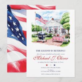 Military Retirement Patriotic Backyard Celebration Einladung