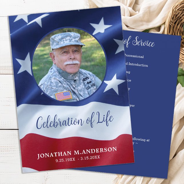 Military USA Flag Celebration Life Veteran Beerdig Einladung (Von Creator hochgeladen)
