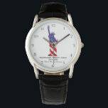 *~* Military Veteran Red White Blue Armbanduhr<br><div class="desc">* Die farbenfrohe, von Hand gemalte, patentierte Sporty Sturdy Modern Man's American Flag Watch mit einer Armbanduhr aus Schwarzleder. * In diesem Design ist die US Flag American Flag auch bekannt als Old Glory und US Flagge. Es ist in Form eines STATUE OF LIBERTY. Dieses Watercolor American Flag Design beinhaltet...</div>