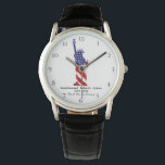 *~* Military Veteran Red White Blue Armbanduhr<br><div class="desc">* Die farbenfrohe, von Hand gemalte, patentierte Sporty Sturdy Modern Man's American Flag Watch mit einer Armbanduhr aus Schwarzleder. * In diesem Design ist die US Flag American Flag auch bekannt als Old Glory und US Flagge. Es ist in Form eines STATUE OF LIBERTY. Dieses Watercolor American Flag Design beinhaltet...</div>