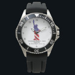 *~* Military Veteran Red White Blue Armbanduhr<br><div class="desc">* Die farbenfrohe, patentierte Sporty Sturdy Modern Man's American Flag Watch mit einer Männerkronenschutzhauptrop Watchh. * In diesem Design ist die US Flag American Flag auch bekannt als Old Glory und US Flagge. Es ist in Form des STATUE OF LIBERTY. Dieses Watercolor American Flag Design beinhaltet die Farben Red White...</div>