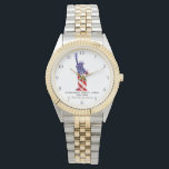 *~* Military Veteran Red White Blue Liberty Armbanduhr<br><div class="desc">* STATUE OF LIBERTY Watercolor Hand Painted Patriotic Sporty Sturdy Modern Man's American Flag Watch Mit einem Perfekt für den täglichen Trageuhr Band in Silber und Gold zwei Töne Metallen . * In diesem Design ist die US Flag American Flag auch bekannt als Old Glory und US Flagge. Es ist...</div>