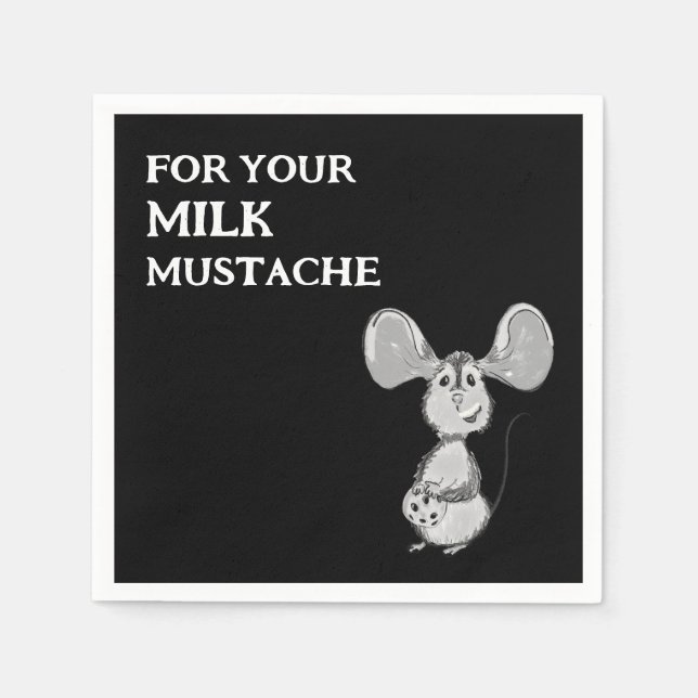 Milk and Cookie Mustache Mouse First Birthday Serviette (Vorderseite)