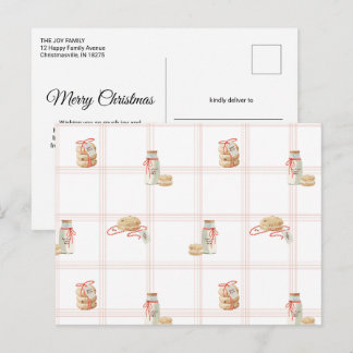 Milk and cookies Christmas morning kids breakfast Postkarte