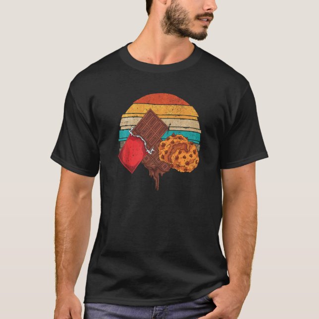 Milk Chocolate Bar Chocolate Chip Cookies Retro Ch T-Shirt (Vorderseite)
