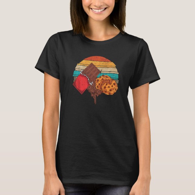 Milk Chocolate Bar Chocolate Chip Cookies Retro Ch T-Shirt (Vorderseite)