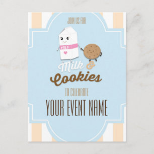 Milk & Cookies Vintage-Party-Event-Postkarte Einladungspostkarte