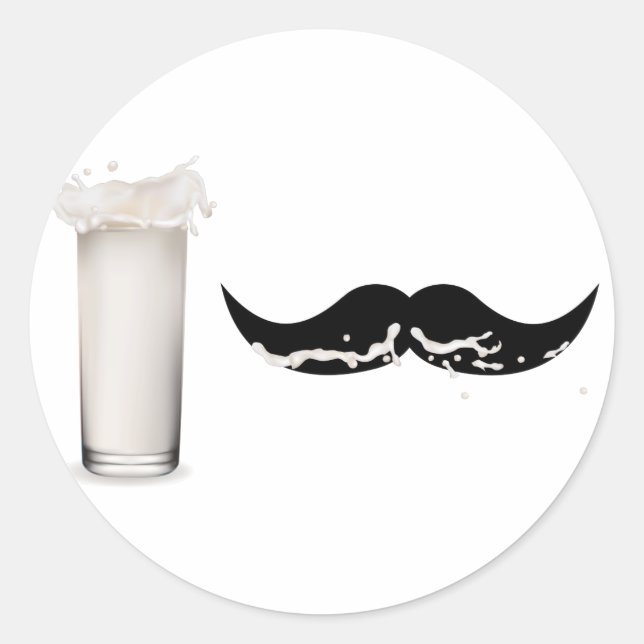 Milk Mustache Runder Aufkleber (Vorderseite)