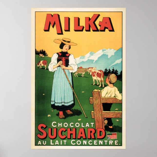 MILKA CHOCOLAT SUCHARD Schweizer Milch Schokoladen Poster (Vorne)