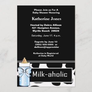 Milkaholic Baby Boy Shower Invitation