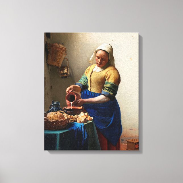 Milkmaid Kitchen Maid von Johannes Vermeer Leinwanddruck (Vorderseite)