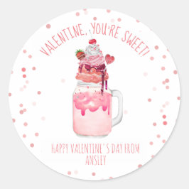 Milkshake Candy Classroom Valentine Foto Runder Aufkleber