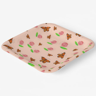 Milkwede und Monarch Butterfly-Teller Pappteller