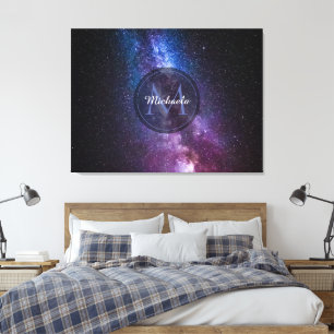 Milky way bright colors personalizable monogram leinwanddruck