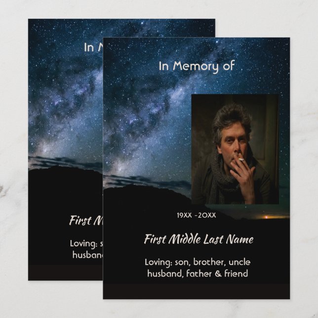  Milky Way Galaxy Starry Night Sky Memorial Einladung (Vorne/Hinten)