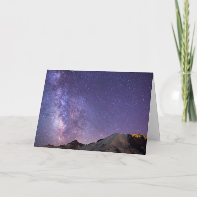 Milky Way & Mt. Rainier | Washington State Karte (Vorderseite)