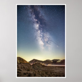 Milky Way Over Desert Mountains Night Sky Art Poster