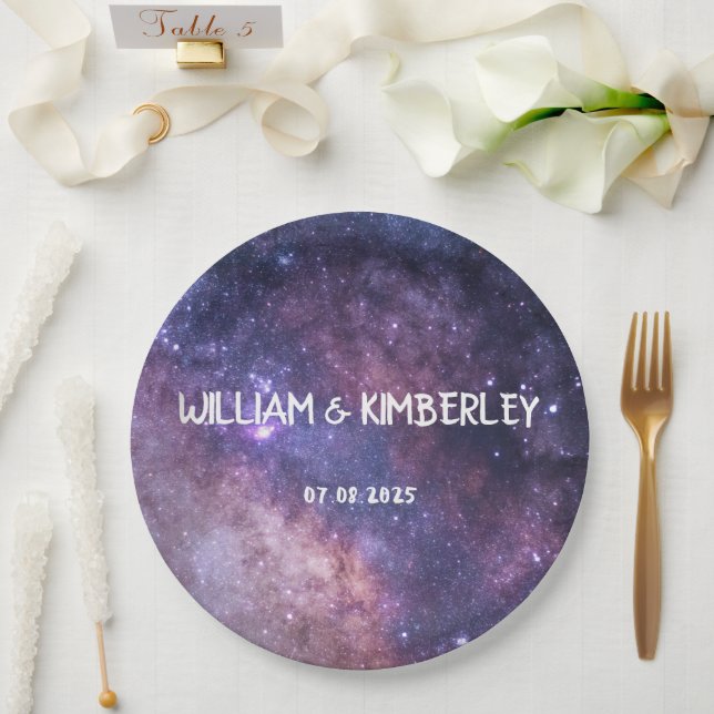 Milky Way Stars Sky Galaxy Elegante Hochzeit Pappteller (Hochzeit)