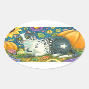 MILKYWAY HALLOWEEN MYSTISCHE KATZENAUFkleber Oval Ovaler Aufkleber